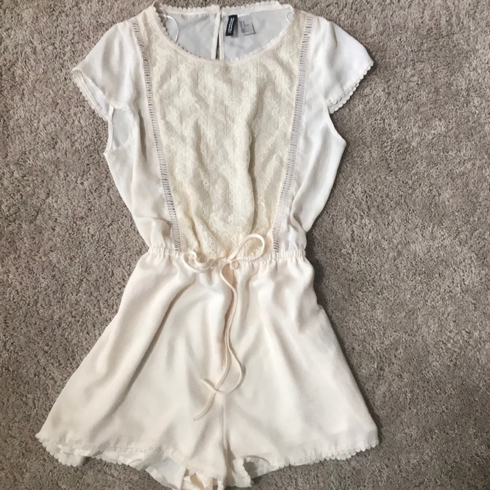 H&M divided lace trimmed romper